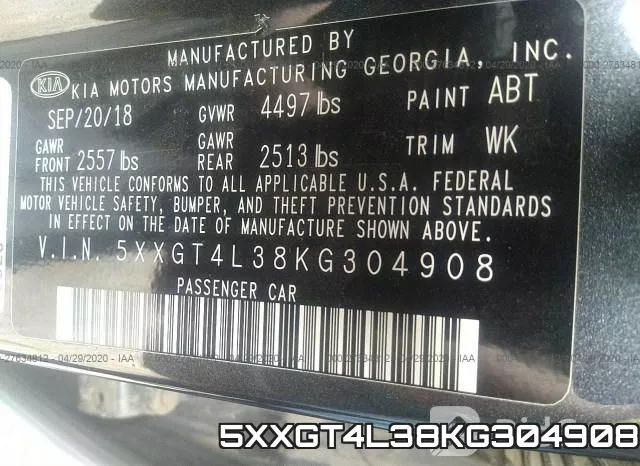 5XXGT4L38KG304908 фото 10