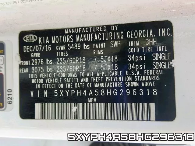 5XYPH4A58HG296318 фото 2