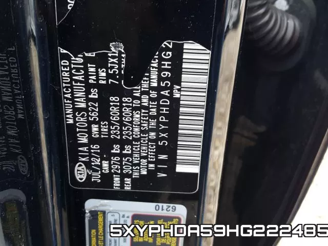 5XYPHDA59HG222485 фото 2
