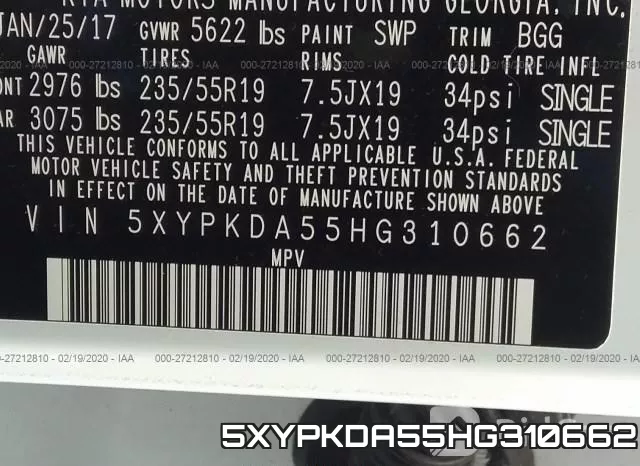 5XYPKDA55HG310662 фото 10
