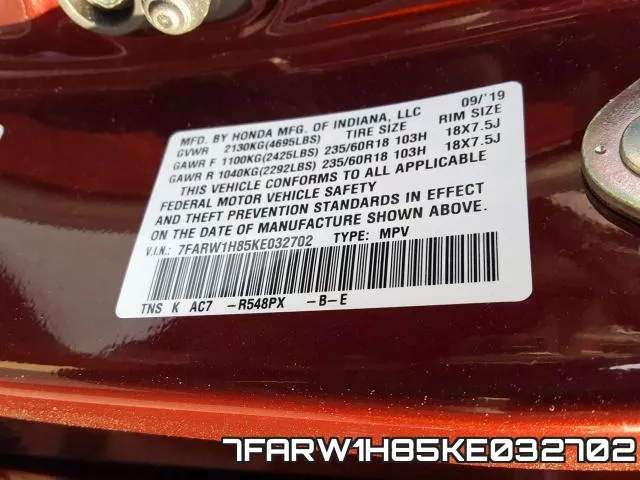 7FARW1H85KE032702 фото 2
