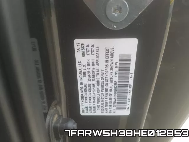 7FARW5H38HE012853 фото 2
