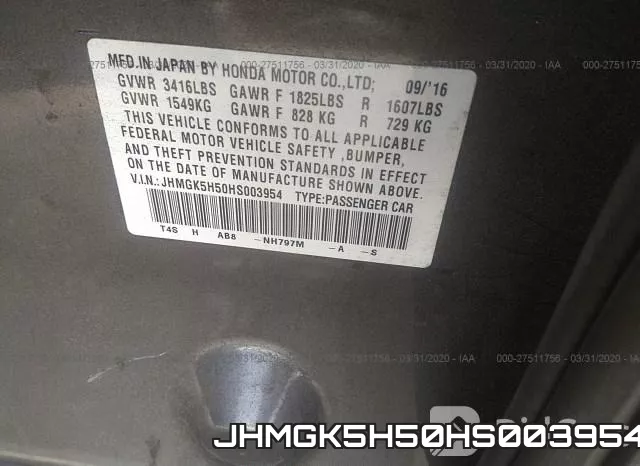 JHMGK5H50HS003954 фото 10