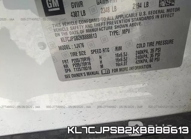 KL7CJPSB2KB888613 фото 10