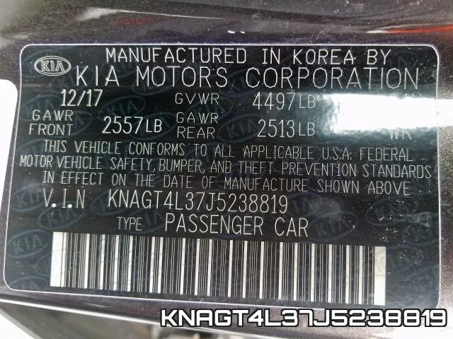 KNAGT4L37J5238819 фото 2
