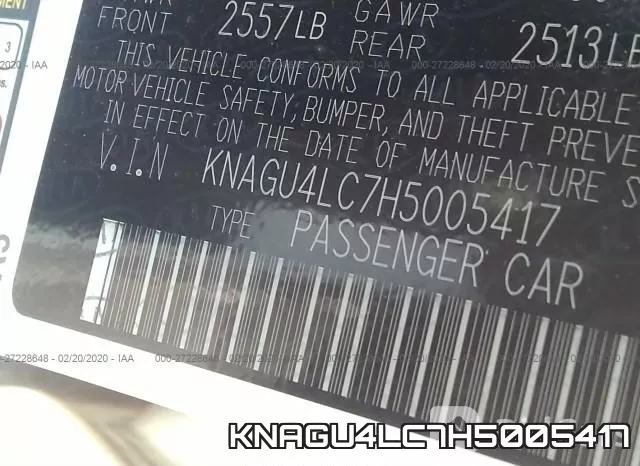 KNAGU4LC7H5005417 фото 10