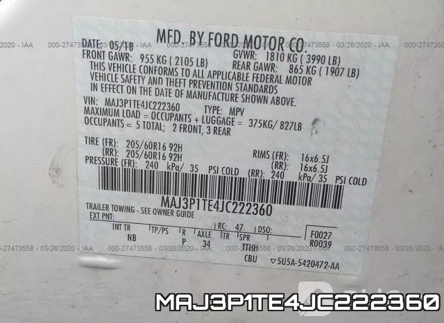 MAJ3P1TE4JC222360 фото 10