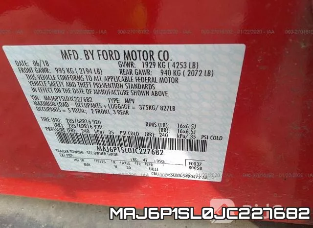 MAJ6P1SL0JC227682 фото 10