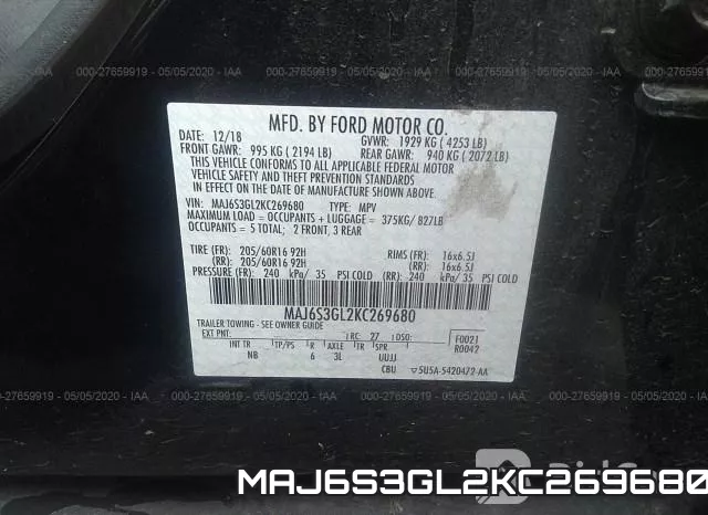 MAJ6S3GL2KC269680 фото 10