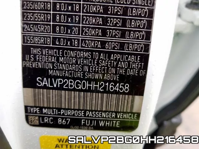 SALVP2BG0HH216458 фото 2