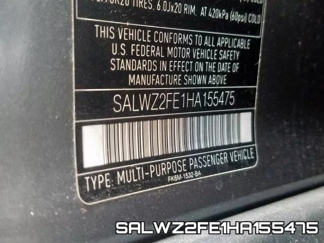 SALWZ2FE1HA155475 фото 2