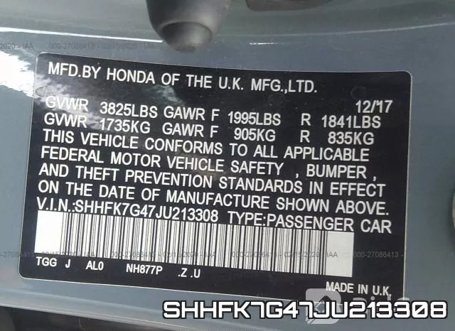 SHHFK7G47JU213308 фото 10