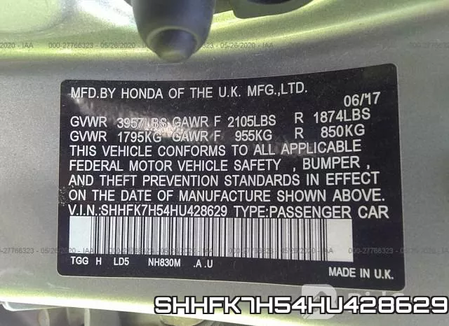 SHHFK7H54HU428629 фото 10