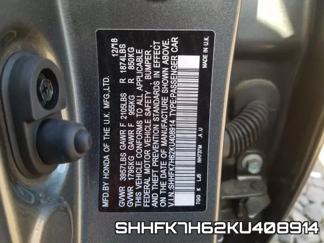 SHHFK7H62KU408914 фото 2