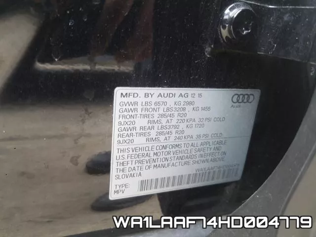 WA1LAAF74HD004779 фото 2