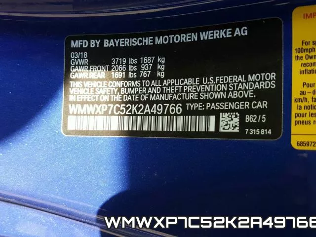 WMWXP7C52K2A49766 фото 2