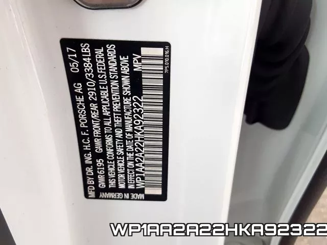 WP1AA2A22HKA92322 фото 2