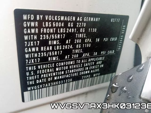 WVGSV7AX3HK031236 фото 2
