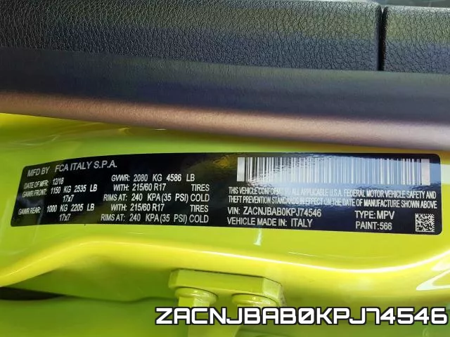 ZACNJBAB0KPJ74546 фото 2