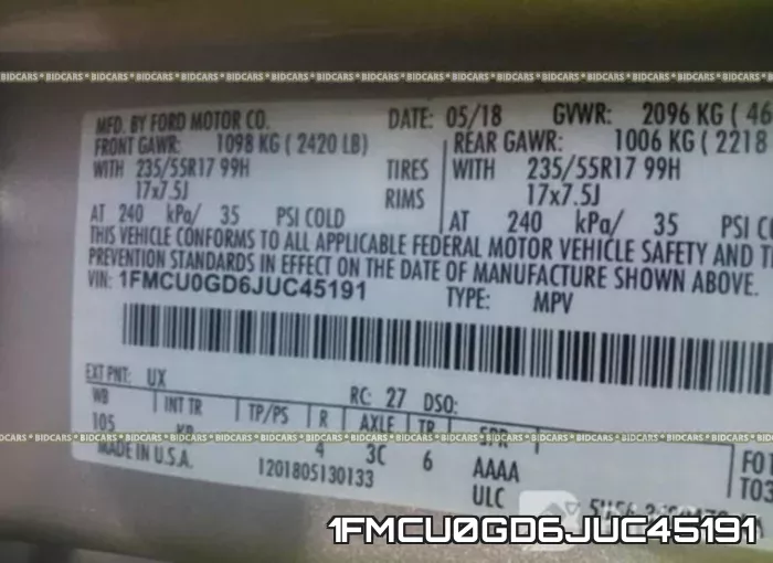 1FMCU0GD6JUC45191 фото 10