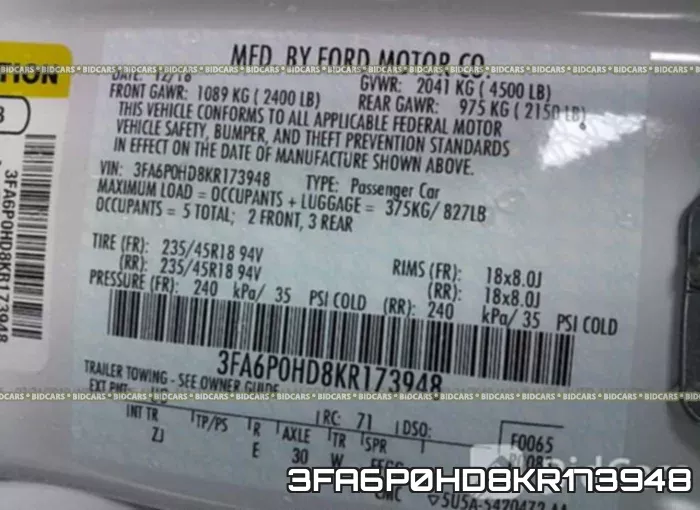 3FA6P0HD8KR173948 фото 10