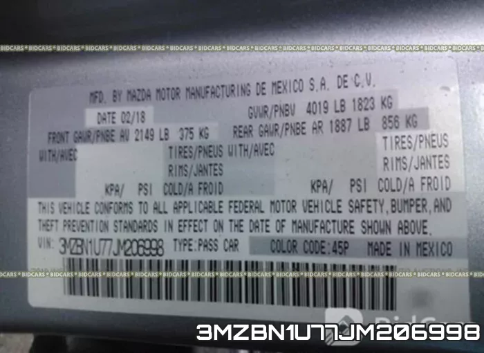 3MZBN1U77JM206998 фото 10