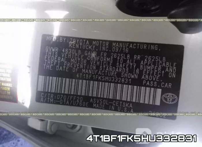 4T1BF1FK5HU332831 фото 10