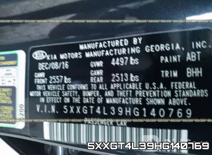 5XXGT4L39HG140769 фото 10