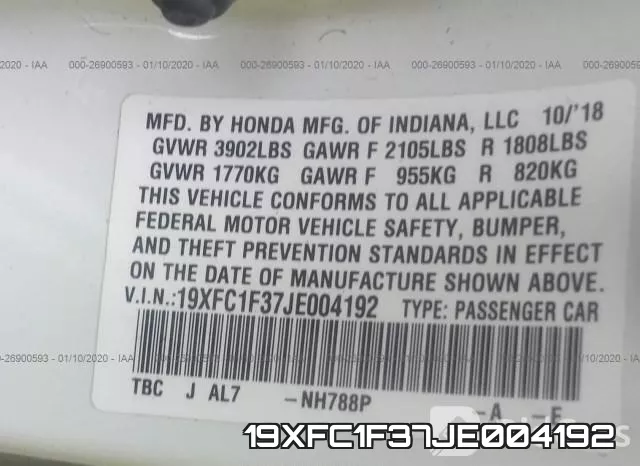 19XFC1F37JE004192 фото 10