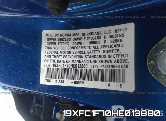 19XFC1F70HE013880 фото 10