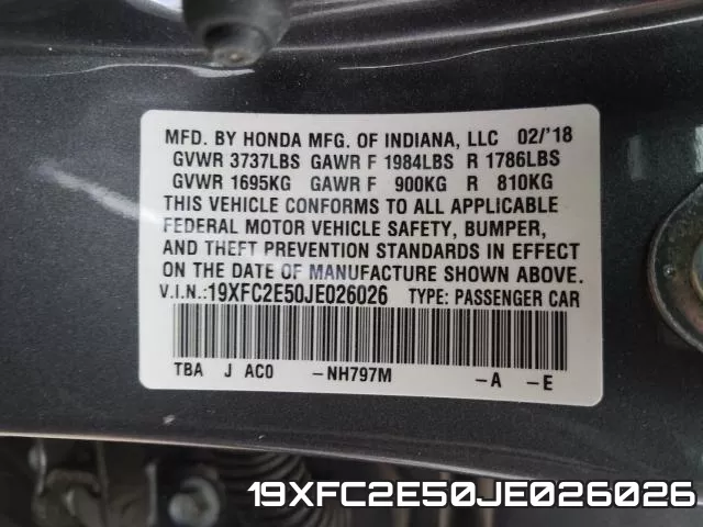 19XFC2E50JE026026 фото 2