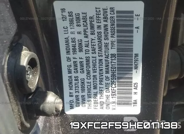 19XFC2F59HE017138 фото 10