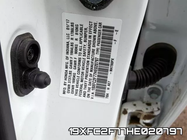 19XFC2F77HE020797 фото 2
