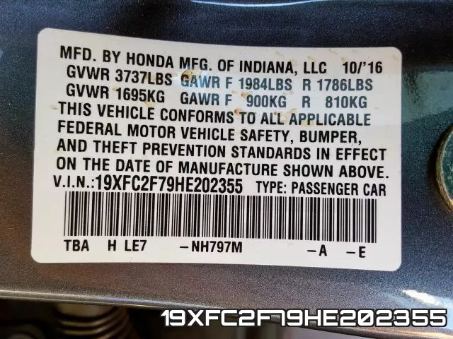 19XFC2F79HE202355 фото 2