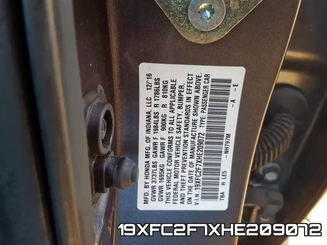 19XFC2F7XHE209072 фото 2