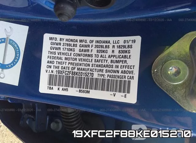19XFC2F88KE015270 фото 10
