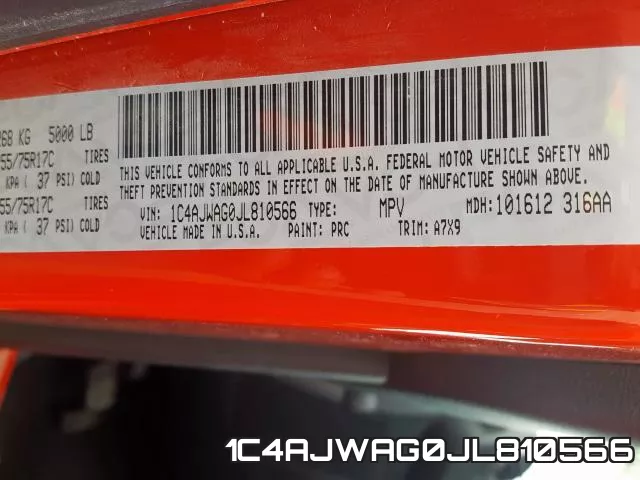 1C4AJWAG0JL810566 фото 2