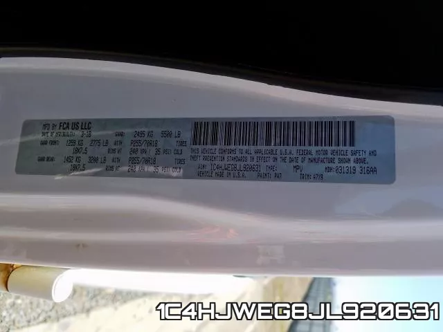 1C4HJWEG8JL920631 фото 2