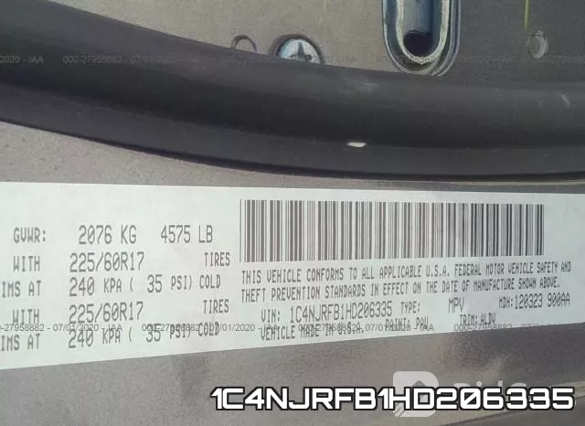 1C4NJRFB1HD206335 фото 10