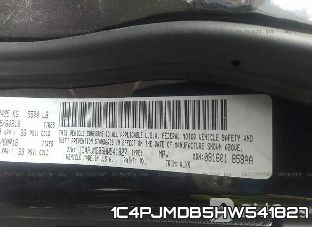 1C4PJMDB5HW541827 фото 10
