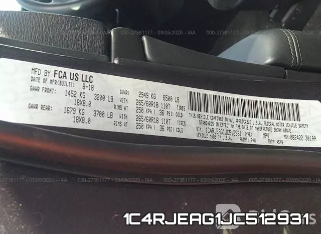 1C4RJEAG1JC512931 фото 10