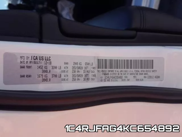 1C4RJFAG4KC654892 фото 2
