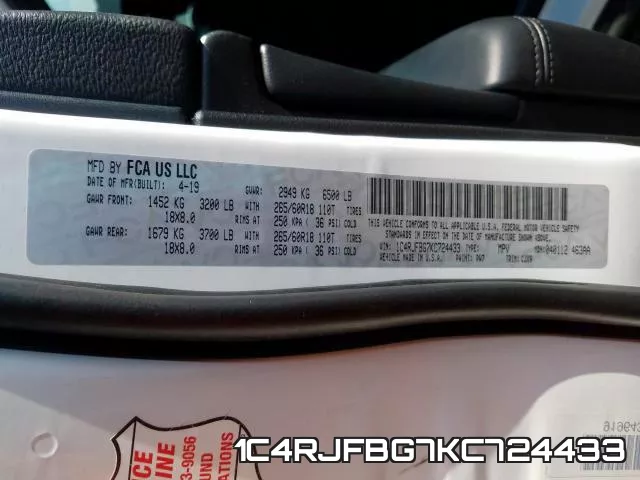 1C4RJFBG7KC724433 фото 2