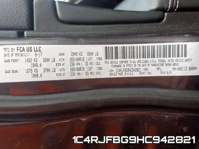 1C4RJFBG9HC942821 фото 2