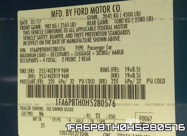 1FA6P8TH0H5280576 фото 10