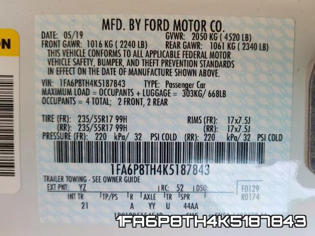 1FA6P8TH4K5187843 фото 2