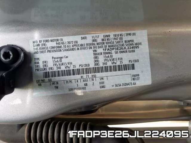 1FADP3E26JL224095 фото 2