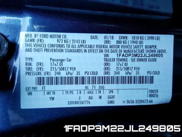 1FADP3M22JL249805 фото 2