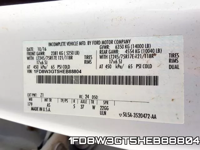 1FD8W3GT5HEB88804 фото 2