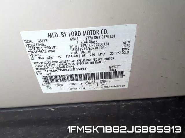 1FM5K7B82JGB85913 фото 2